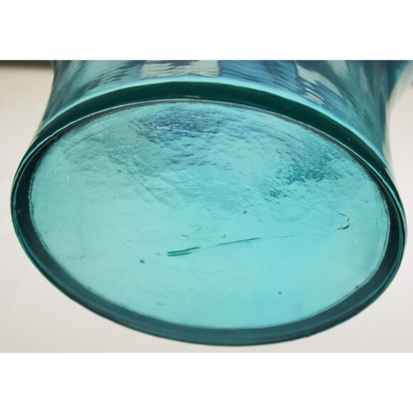 MC Handkerchief Ombre Blue Glass Vase Ruffle Wave Beach Summer Wide Bowl Ocean - Picture 10 of 11